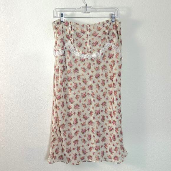 Free People For Love & Lemons Etienne Midi Skirt Small Cottage Coquette Dainty - Picture 9 of 15